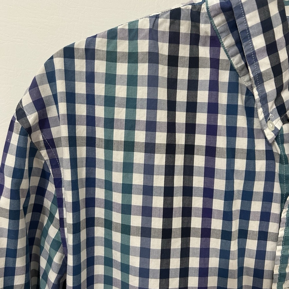 J. Press Men's Large Green Blue Plaid Shirt Career Casual Long Sleeve Button - Picture 4 of 11